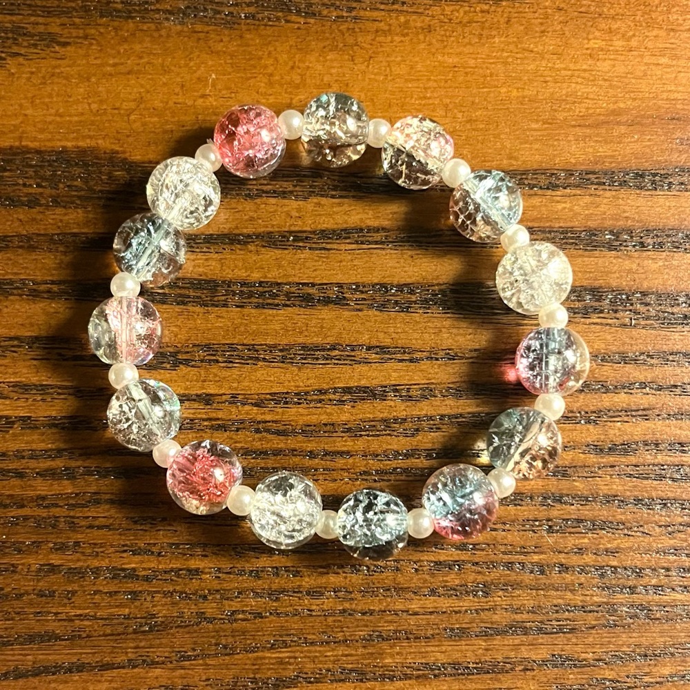 Multicolor Faceted Glass Bead Stretch Bracelet